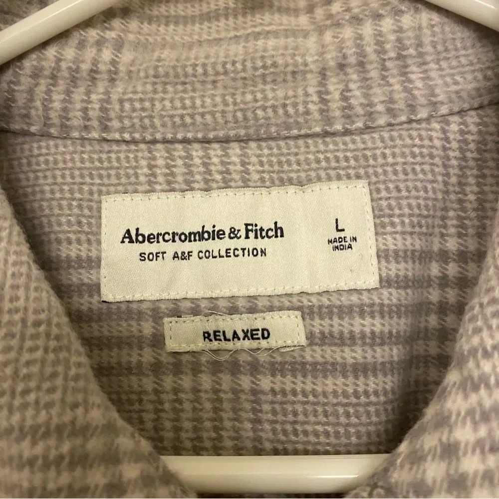 Abercrombie & fitch soft AF plaid full zip jacket gray plaid cotton relaxed L
